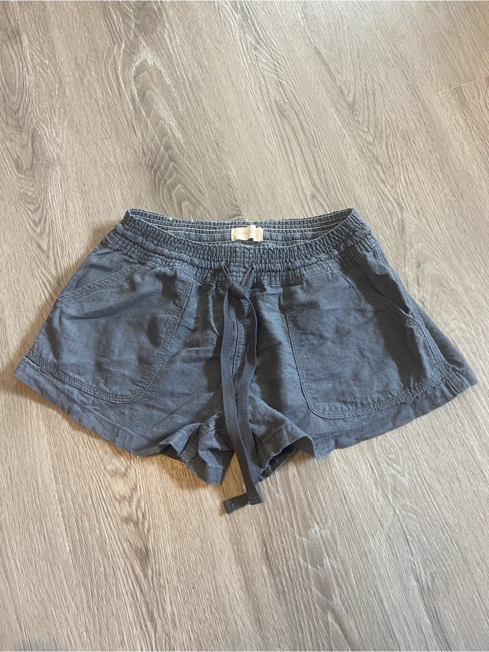 Women's Drawstring Linen Blend Casual Shorts - Slate Gray